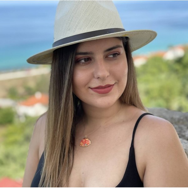 Κολιέ αλυσίδα πορτοκαλί κοχύλι