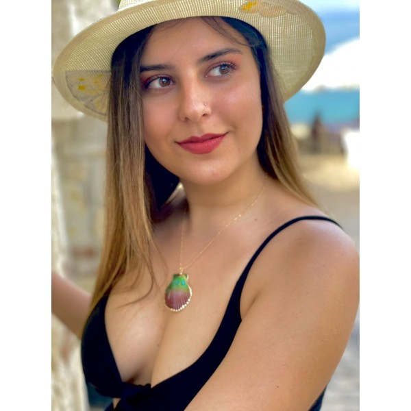 Κολιέ αλυσίδα πολύχρωμο κοχύλι