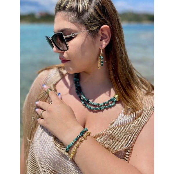 Βραχιόλι νεφρίτης και αλυσίδα ορείχαλκο