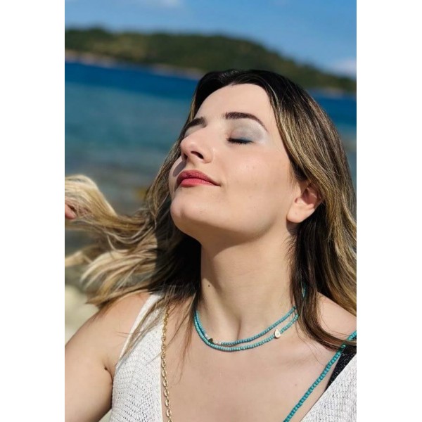 Κολιέ γαλάζιο χαουλίτης & μάτι Κολιέ γαλάζιο χαουλίτης & μάτι