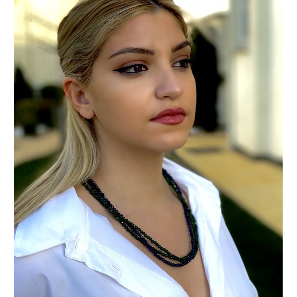 Κολιέ μπλε πράσινος αχάτης