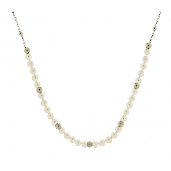 Κολιέ πέρλα και ατάλινη αλυσίδα