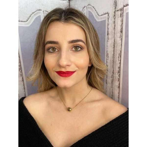 Κολιέ ορείχαλκος κόκκινο ζιργκόν