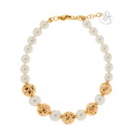 Βραχιόλι άσπρη πέρλα αιματίτη